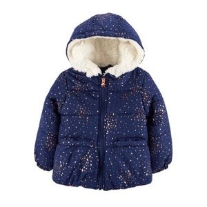 🆕 NWT OshKosh B’Gosh Blue & Gold Star Winter Jacket Baby Puffer Coat Sz 12mos